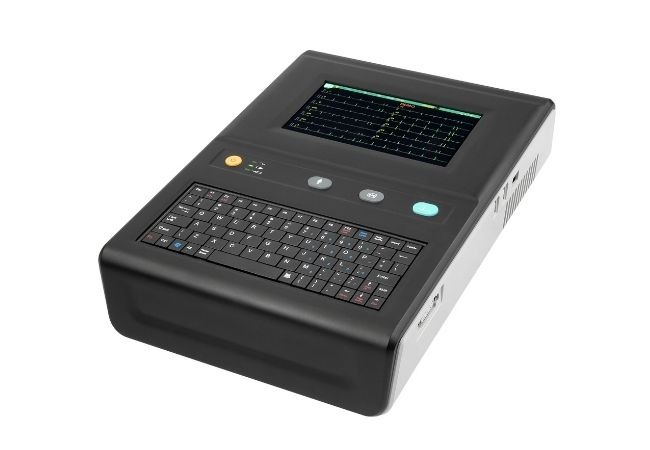 ECG machine with integrated keyboard and display