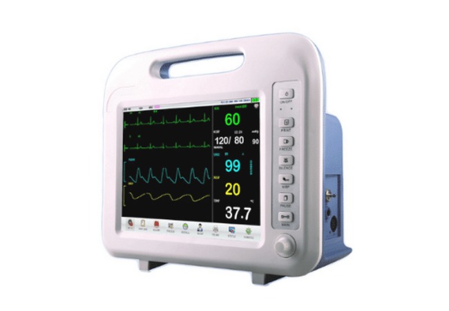 Patient monitor with integrated display and carrying handle