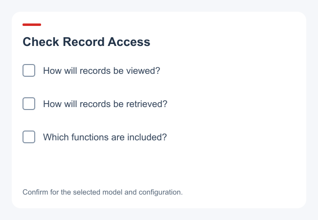 Checklist for viewing and retrieving records on the selected monitor