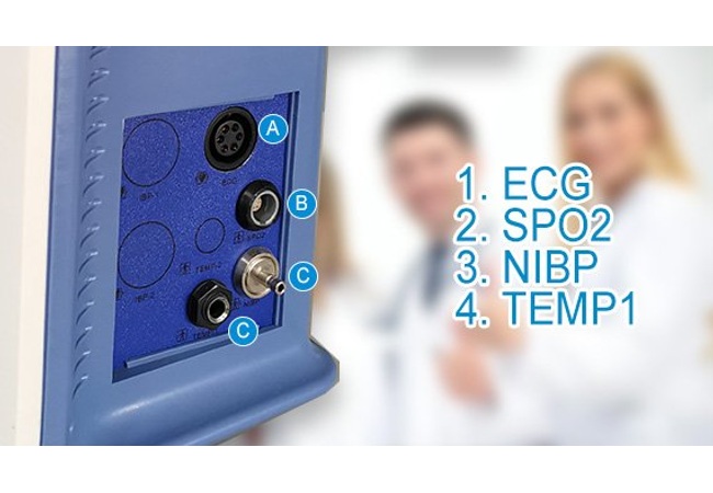 Patient monitor connector panel reference from the existing product page