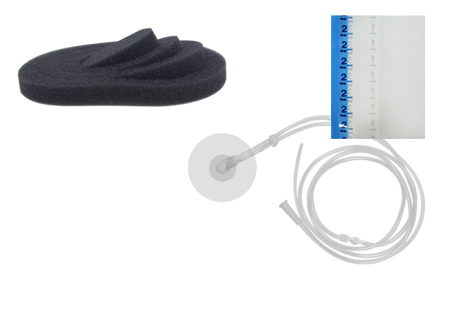 NPWT dressing kit components for replenishment reference
