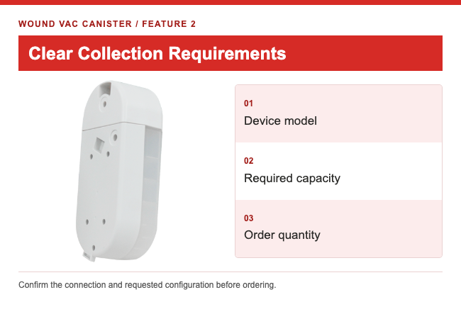 Canister rear connection view beside device model, capacity and quantity enquiry fields